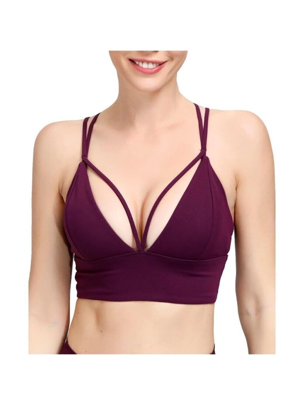 Women's Purple Strappy Bralettes Pull-on Sports Bra Rave Top Festival Outfits
